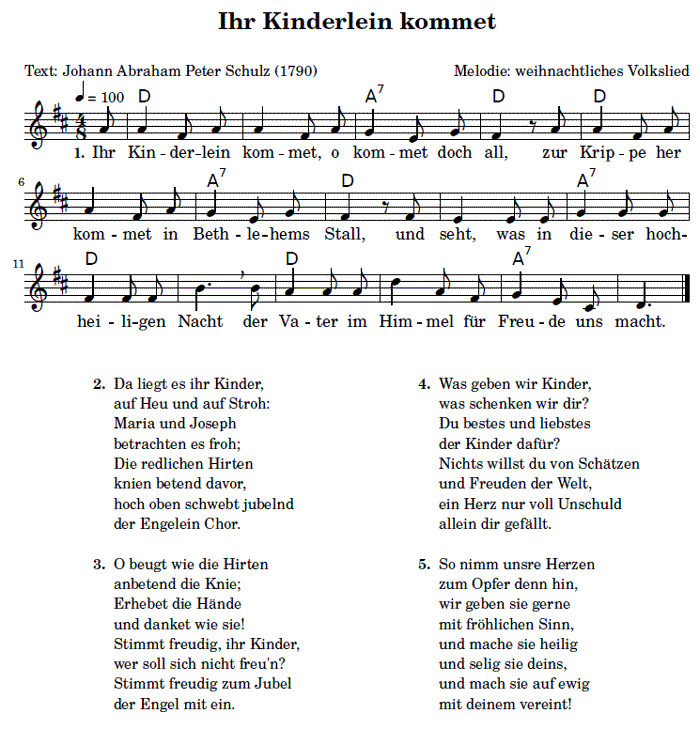 Ihr Kinderlein kommet | Melodica Noten Lieder